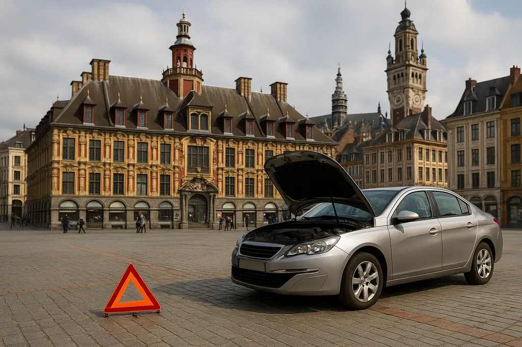 Voiture en panne dans le centre de Lille